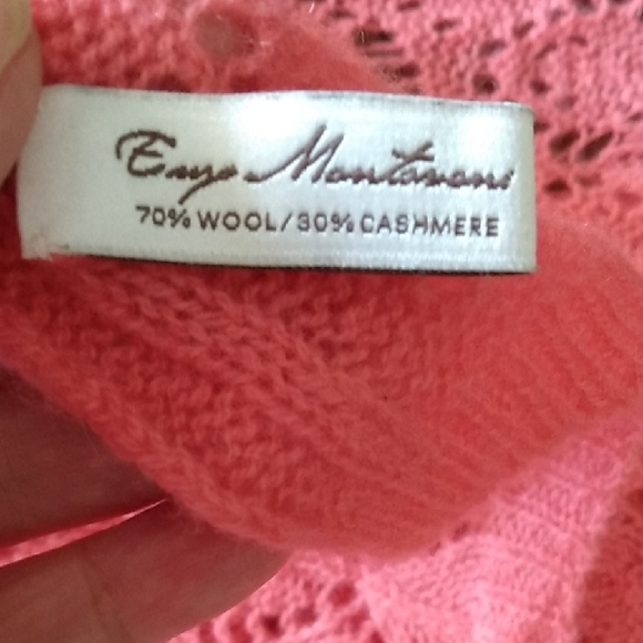 Enzo Mantovani Wool Cashmere Pink Knitted Crochet Scarf wrap - Picture 3 of 13